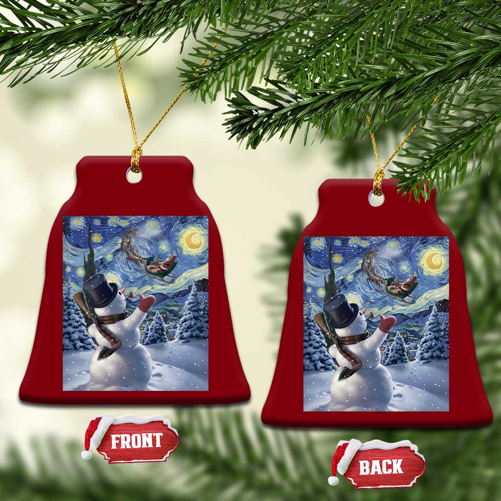Christmas Snowman Starry Night Ceramic Ornament TS14 Print Your Wear