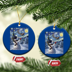 Christmas Snowman Starry Night Ceramic Ornament TS14 1pc Blue Print Your Wear