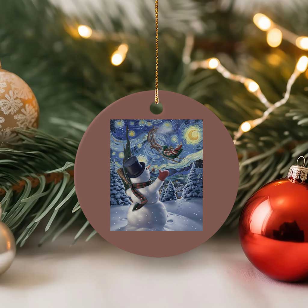 Christmas Snowman Starry Night Ceramic Ornament TS14 1pc Mocha Print Your Wear