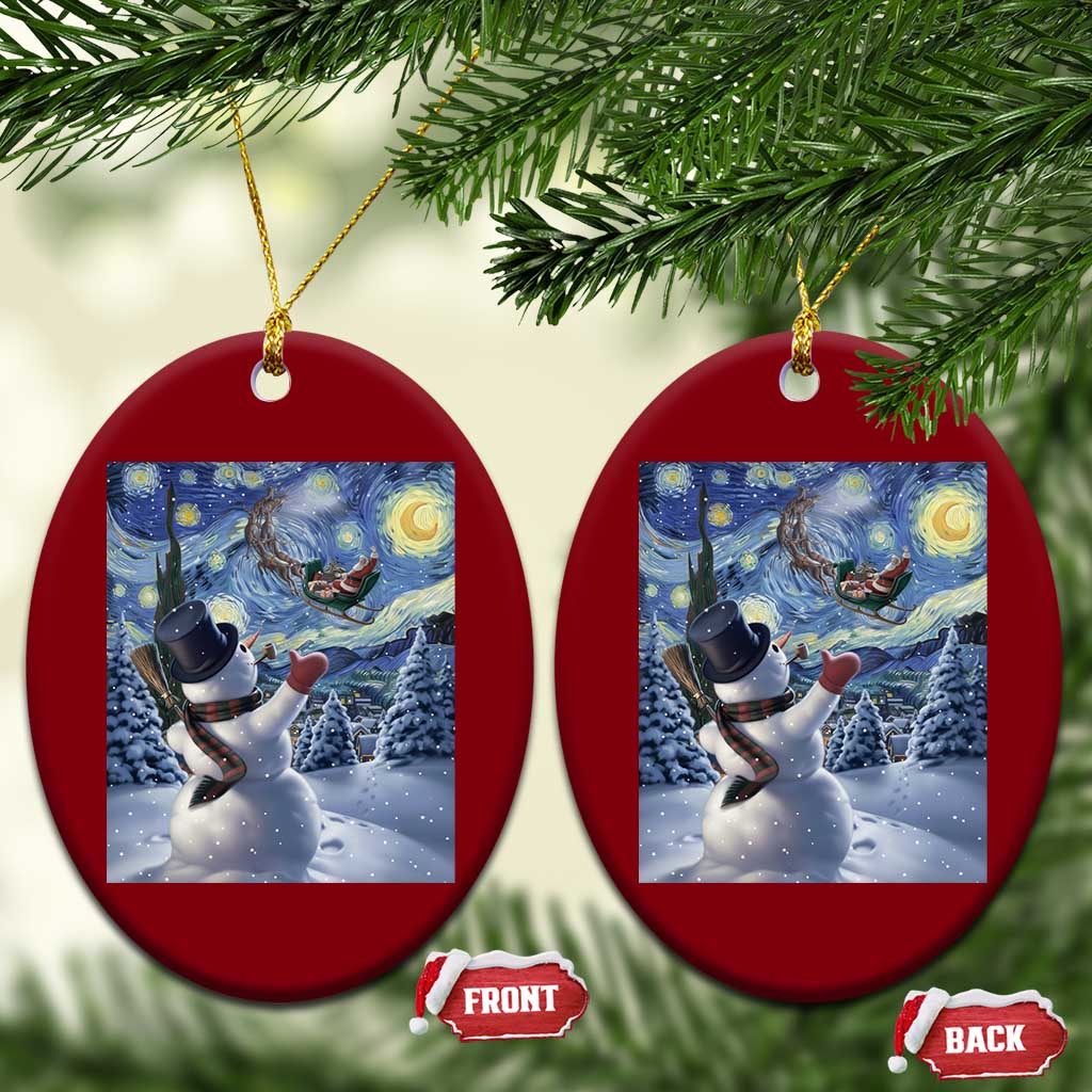 Christmas Snowman Starry Night Ceramic Ornament TS14 Print Your Wear