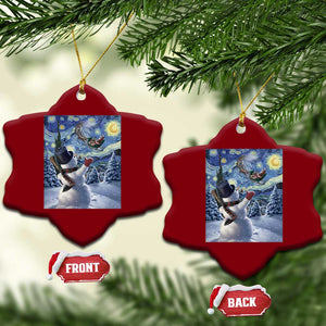 Christmas Snowman Starry Night Ceramic Ornament TS14 Print Your Wear