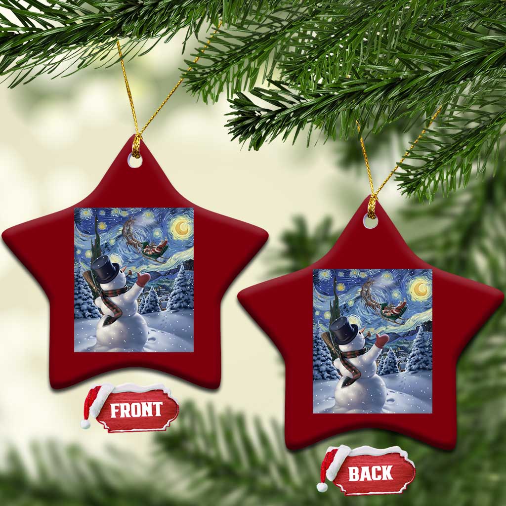 Christmas Snowman Starry Night Ceramic Ornament TS14 Print Your Wear