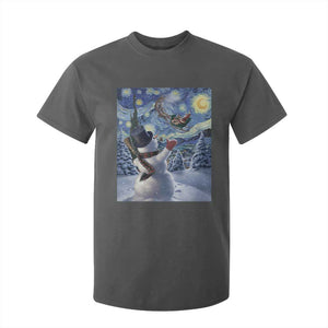 Christmas Snowman Starry Night T Shirt For Kid TS14 Dark Heather Print Your Wear