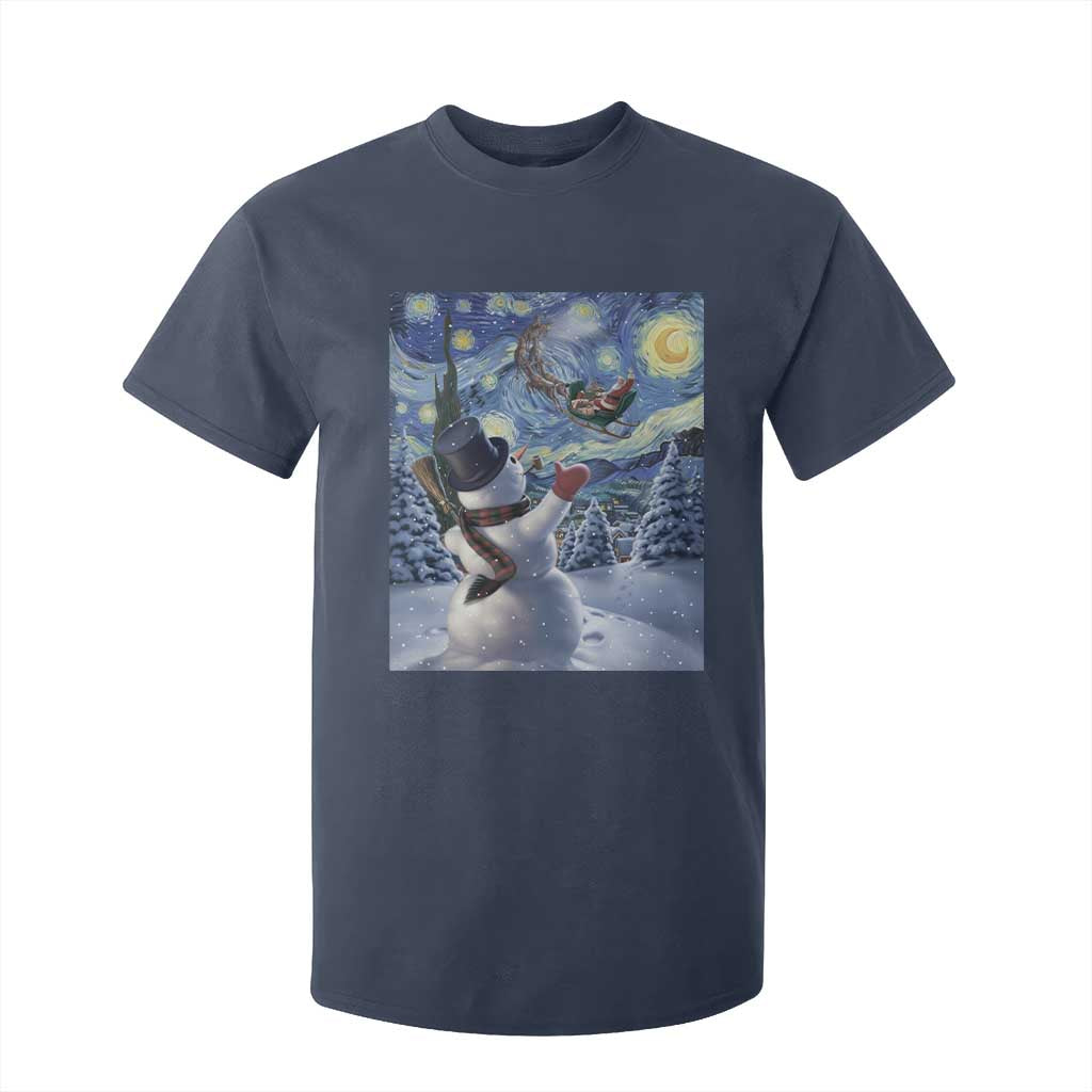 Christmas Snowman Starry Night T Shirt For Kid TS14 Navy Print Your Wear