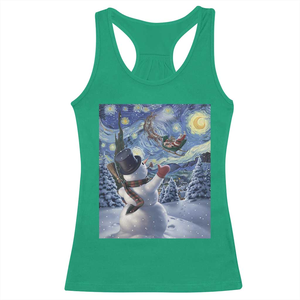 Christmas Snowman Starry Night Racerback Tank Top TS14 Irish Green Print Your Wear