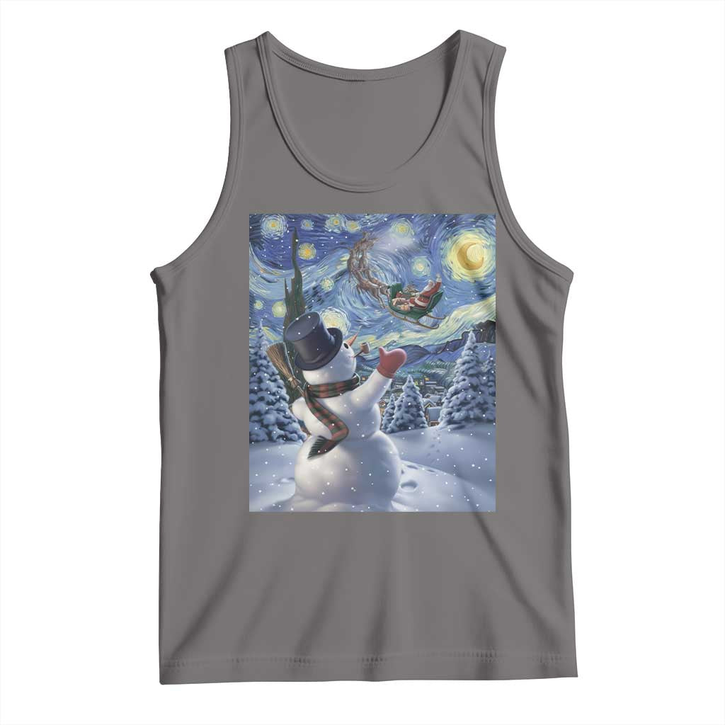Christmas Snowman Starry Night Tank Top TS14 Deep Heather Print Your Wear