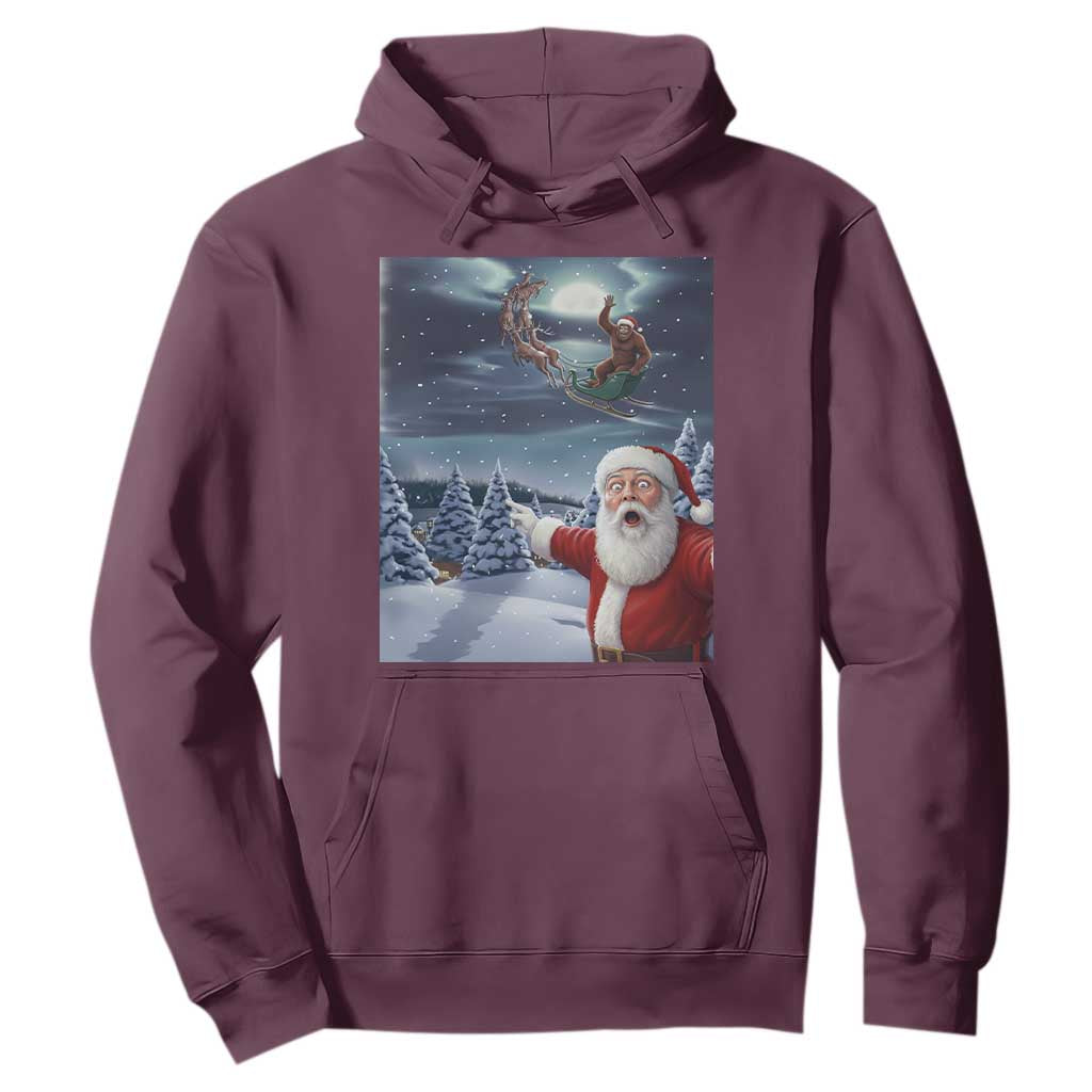 Funny Santa With Bigfoot Selfie Christmas Hoodie TS14 Maroon Print Your Wear
