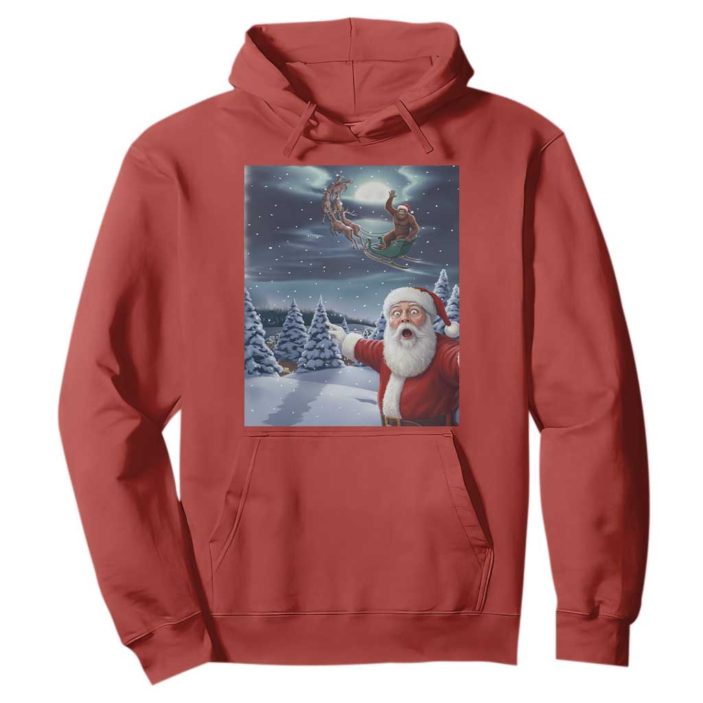 Funny Santa With Bigfoot Selfie Christmas Hoodie TS14 Red Print Your Wear
