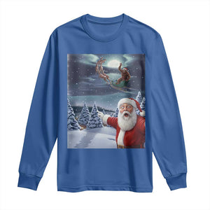 Funny Santa With Bigfoot Selfie Christmas Long Sleeve Shirt TS14 Royal Blue Print Your Wear