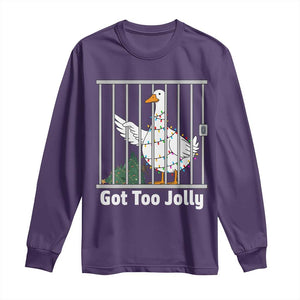 Funny Goose Christmas Long Sleeve Shirt Got Too Jolly TS14 Purple Print Your Wear