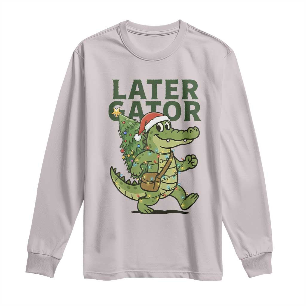 Funny Alligator Christmas Long Sleeve Shirt Lator Gator TS14 Ice Gray Print Your Wear