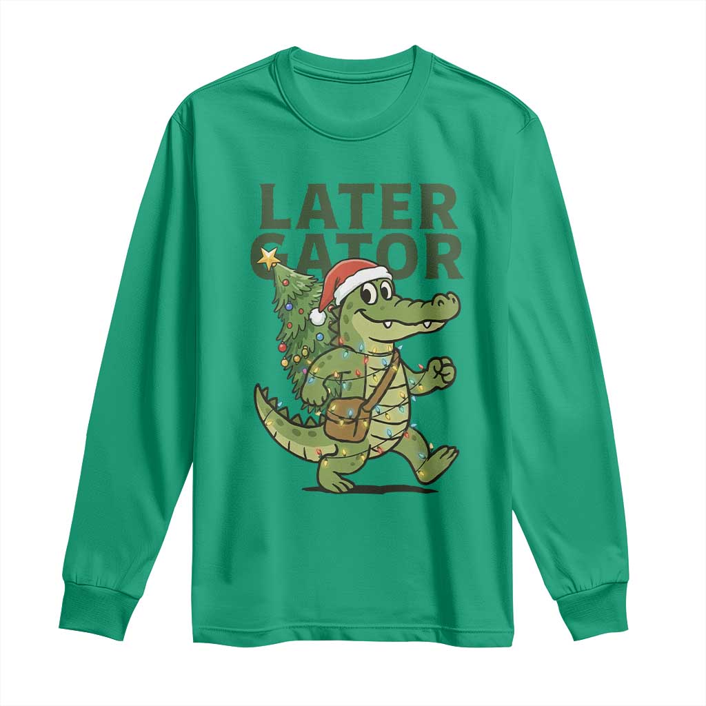 Funny Alligator Christmas Long Sleeve Shirt Lator Gator TS14 Irish Green Print Your Wear