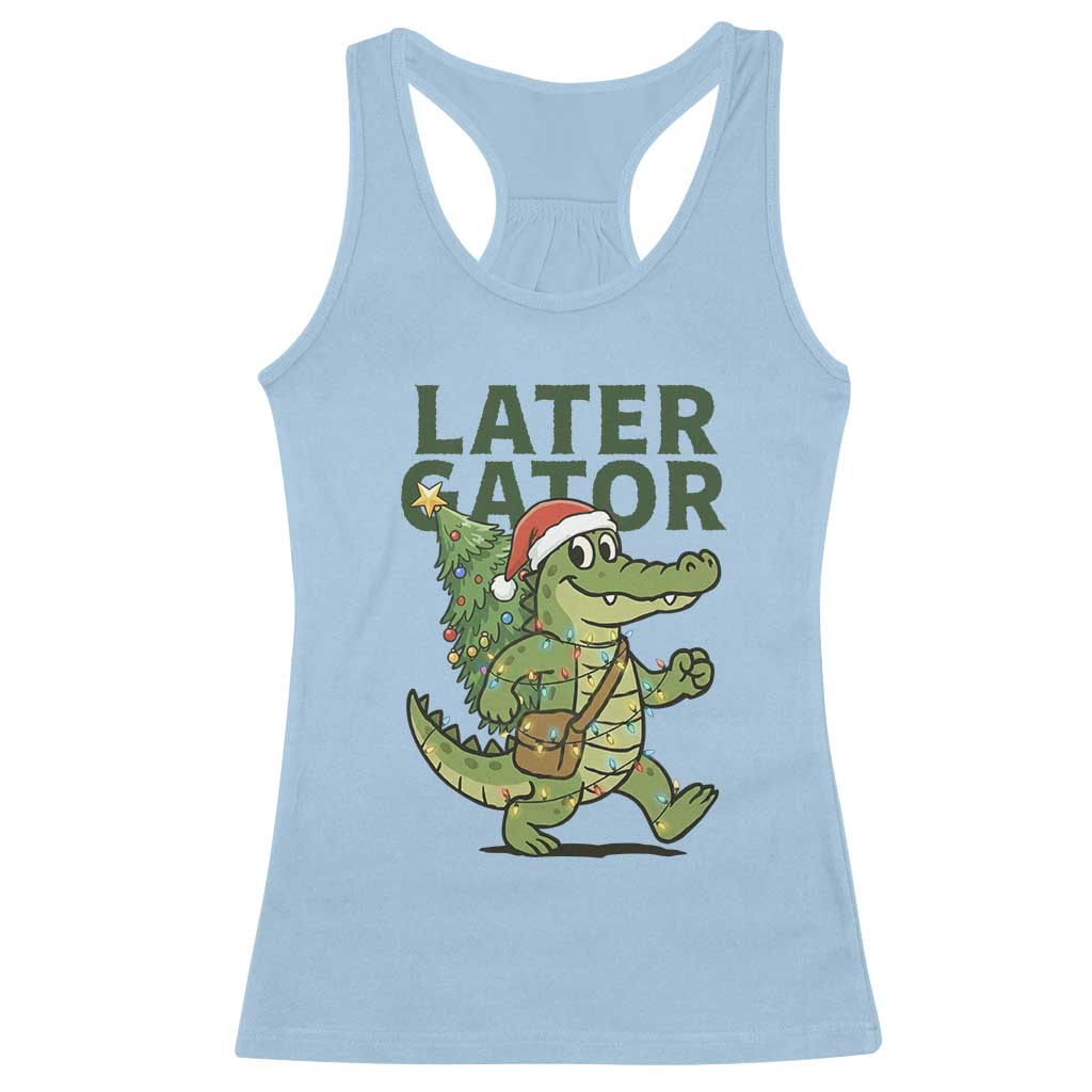 Funny Alligator Christmas Racerback Tank Top Lator Gator TS14 Light Blue Print Your Wear