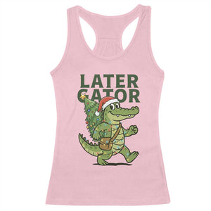 Funny Alligator Christmas Racerback Tank Top Lator Gator TS14 Light Pink Print Your Wear