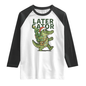 Funny Alligator Christmas Raglan Shirt Lator Gator TS14 White Black Print Your Wear