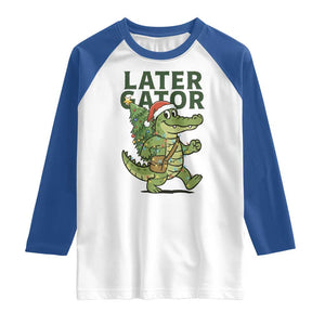 Funny Alligator Christmas Raglan Shirt Lator Gator TS14 White Royal Print Your Wear