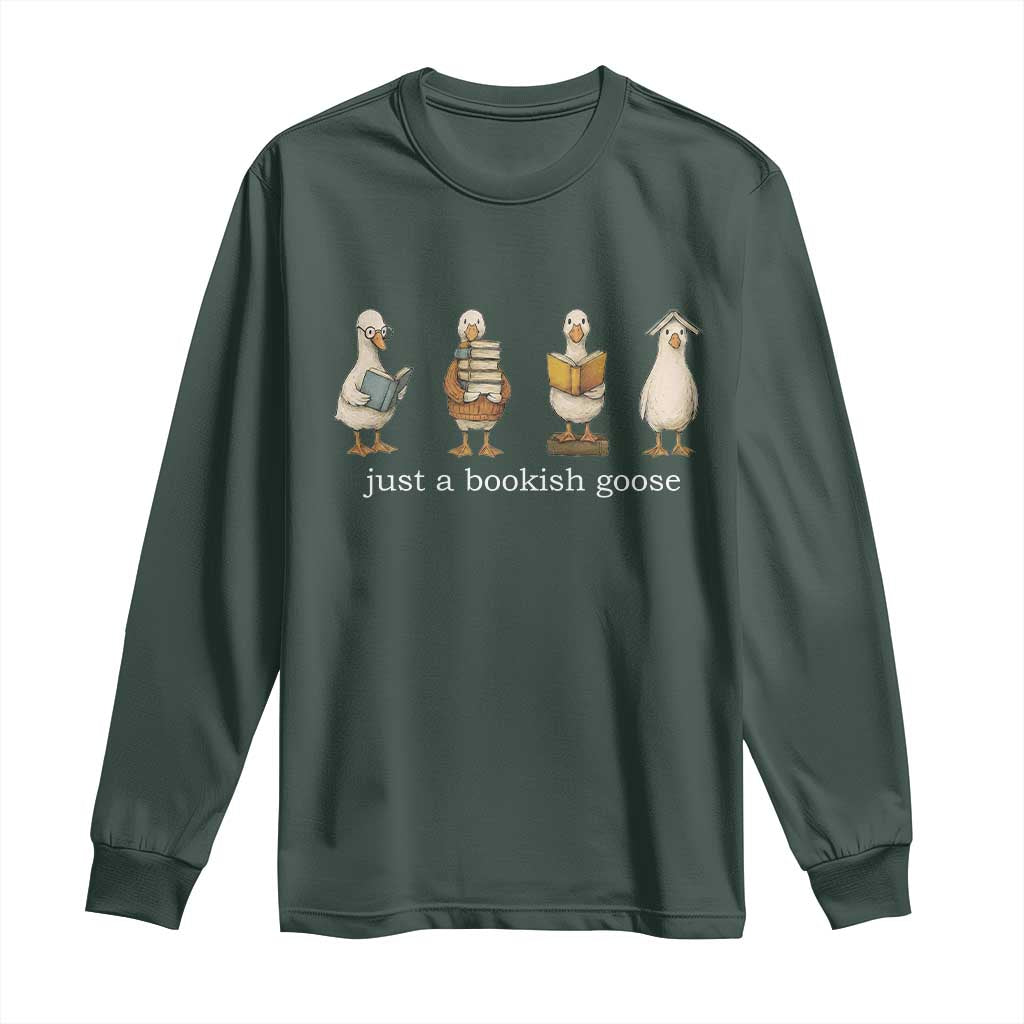 Silly Goose Book Club Long Sleeve Shirt Funny Bookish Book Lover TS14 Dark Forest Green Print Your Wear