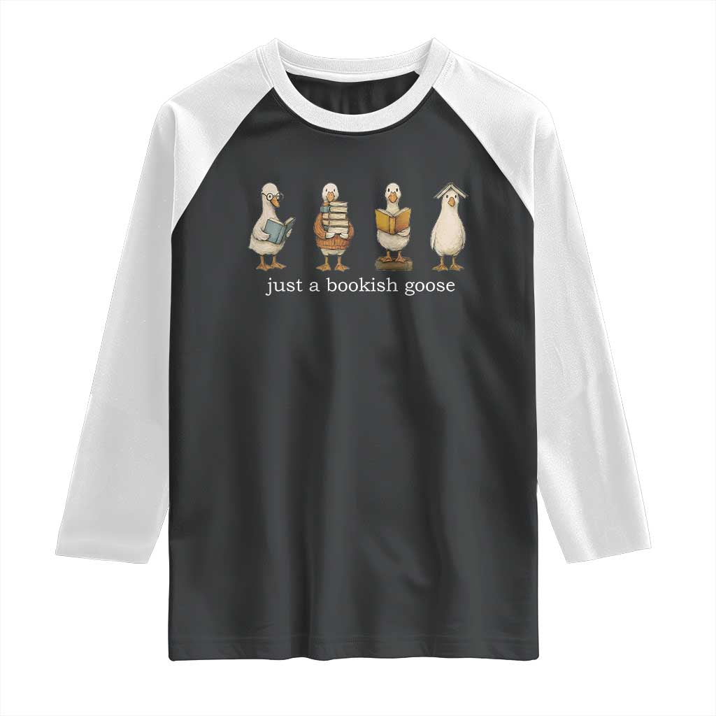 Silly Goose Book Club Raglan Shirt Funny Bookish Book Lover TS14 Black White Print Your Wear