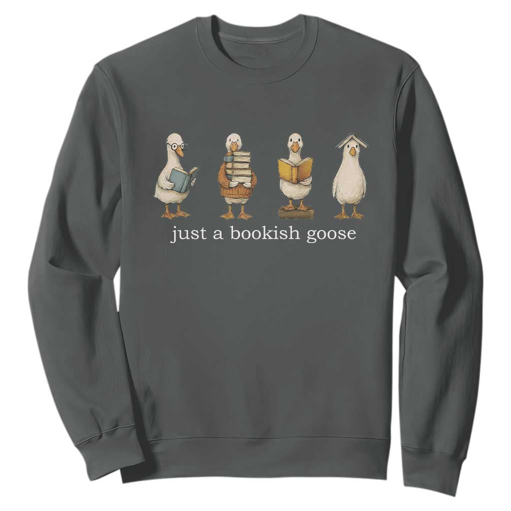 Silly Goose Book Club Sweatshirt Funny Bookish Book Lover TS14 Dark Heather Print Your Wear