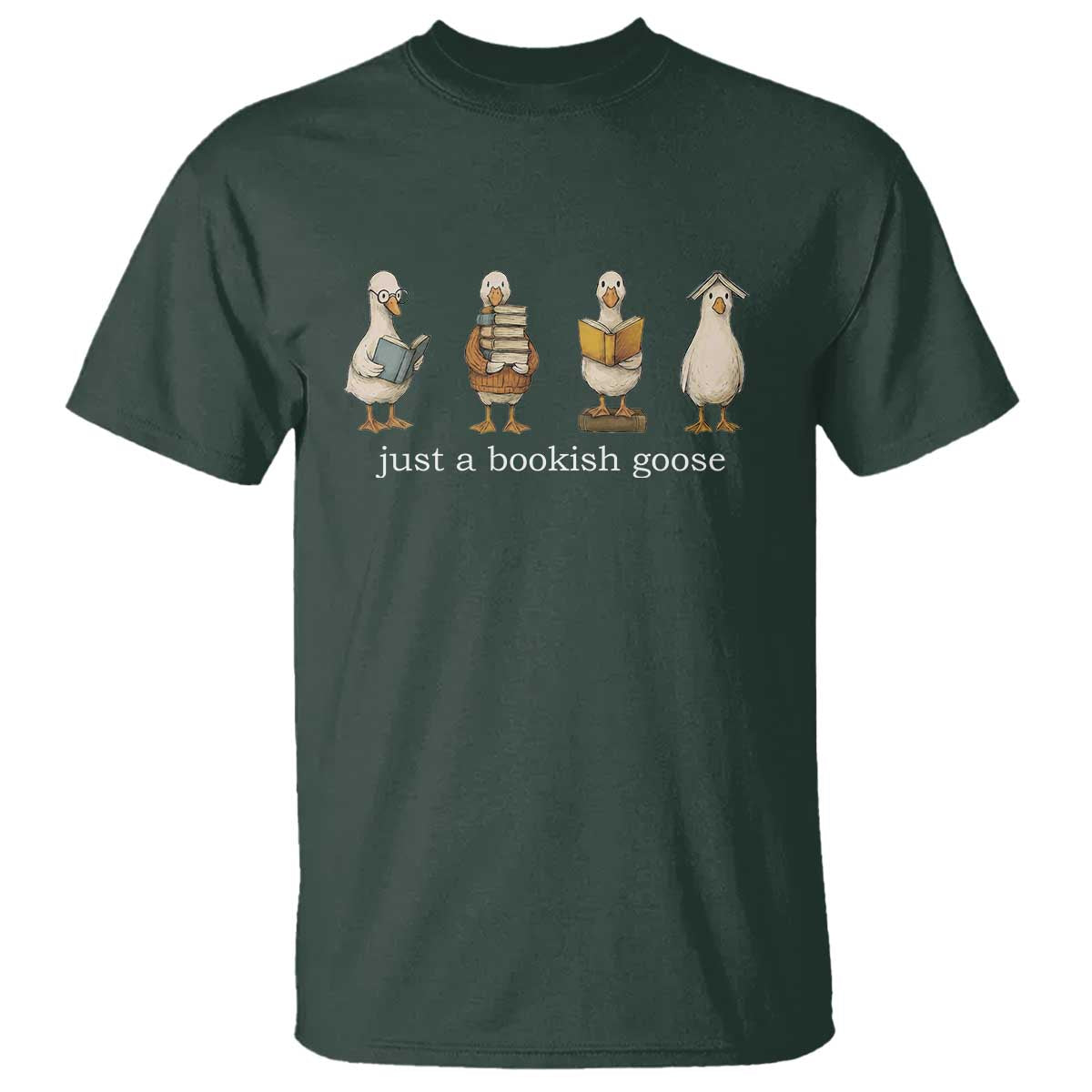 Silly Goose Book Club T Shirt Funny Bookish Book Lover TS14 Dark Forest Green Print Your Wear