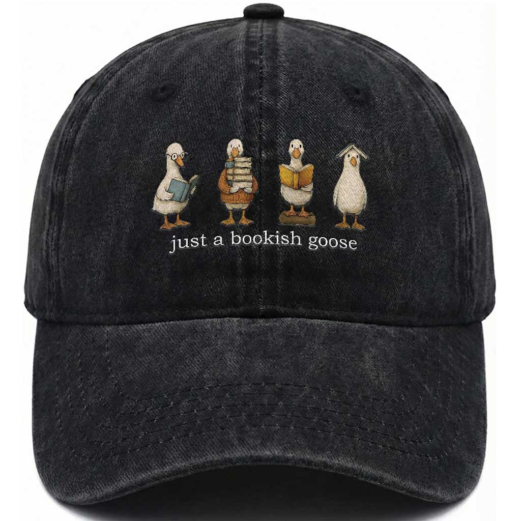 Silly Goose Book Club Washed Cotton Baseball Cap Funny Bookish Book Lover TS14 Washed Cap Universal Fit Black Print Your Wear