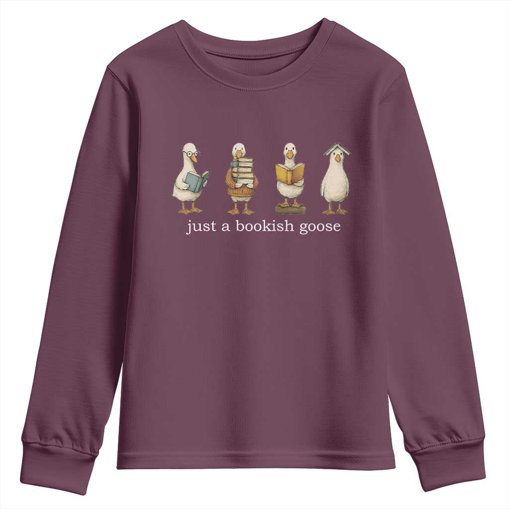 Silly Goose Book Club Youth Sweatshirt Funny Bookish Book Lover TS14 Maroon Print Your Wear