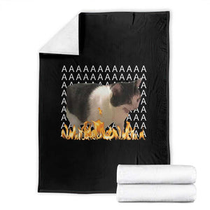 Screaming Cat Meme Throw Blanket Funny Internet Gen Z Cat Lover TS14 Black Print Your Wear