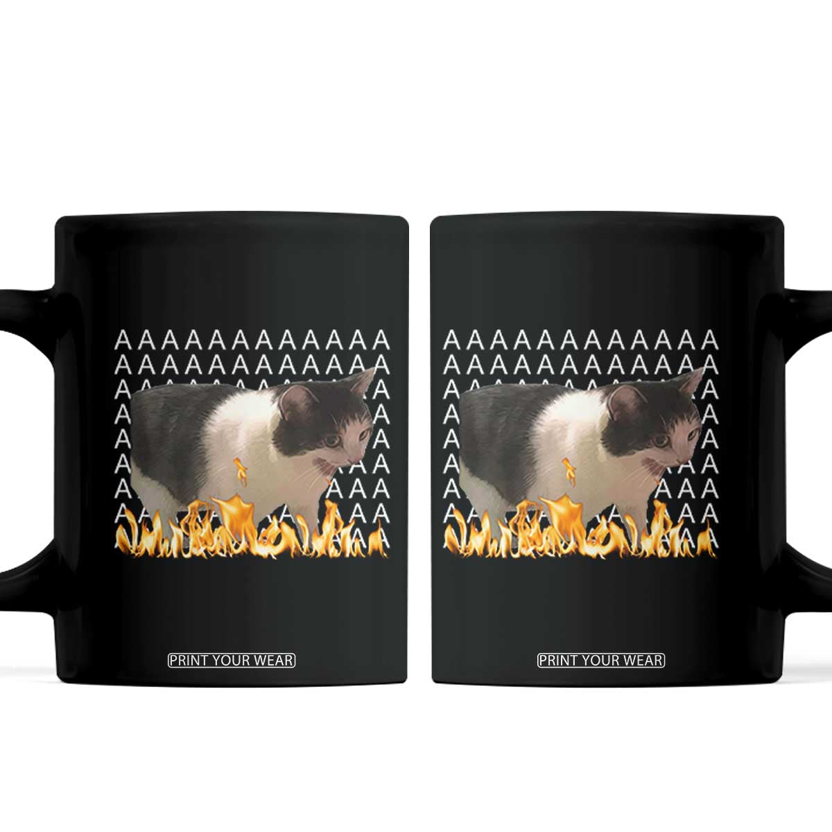 Screaming Cat Meme Coffee Mug Funny Internet Gen Z Cat Lover TS14 Black Print Your Wear