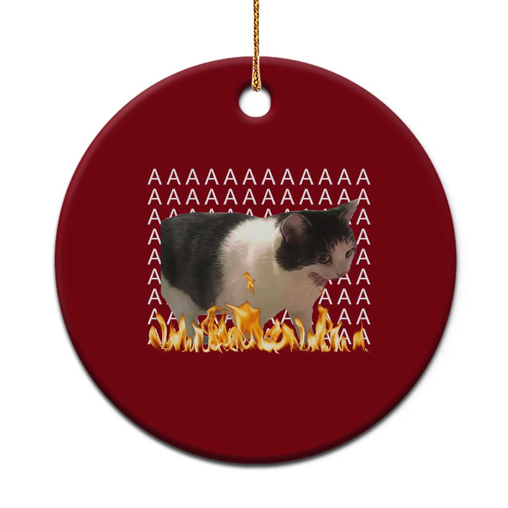 Screaming Cat Meme Ceramic Ornament Funny Internet Gen Z Cat Lover TS14 1pc Red Print Your Wear