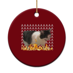 Screaming Cat Meme Ceramic Ornament Funny Internet Gen Z Cat Lover TS14 1pc Red Print Your Wear