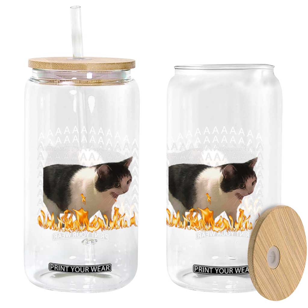 Screaming Cat Meme Glass Can Funny Internet Gen Z Cat Lover TS14 Print Your Wear