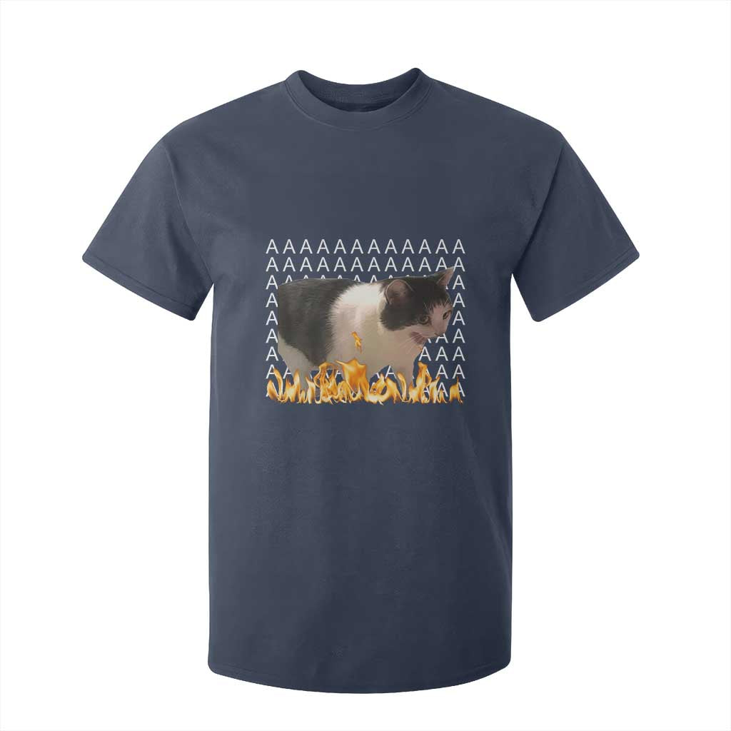 Screaming Cat Meme T Shirt For Kid Funny Internet Gen Z Cat Lover TS14 Navy Print Your Wear