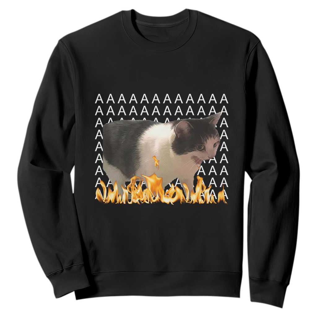 Screaming Cat Meme Sweatshirt Funny Internet Gen Z Cat Lover TS14 Black Print Your Wear