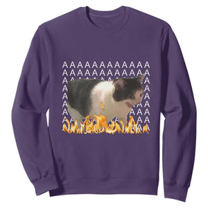 Screaming Cat Meme Sweatshirt Funny Internet Gen Z Cat Lover TS14 Purple Print Your Wear