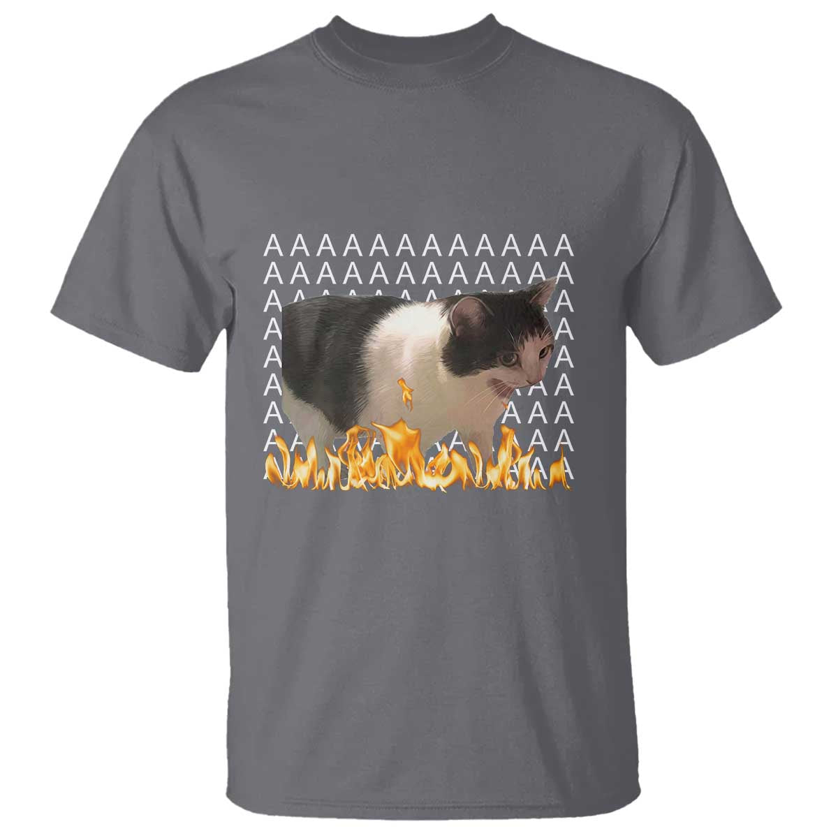 Screaming Cat Meme T Shirt Funny Internet Gen Z Cat Lover TS14 Charcoal Print Your Wear