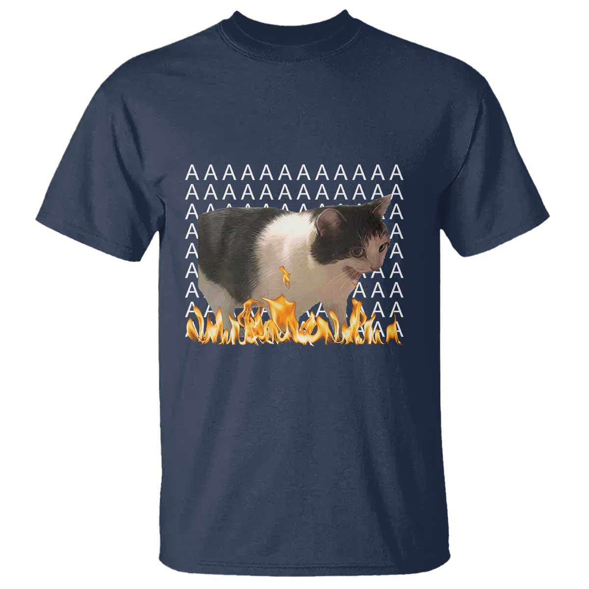 Screaming Cat Meme T Shirt Funny Internet Gen Z Cat Lover TS14 Navy Print Your Wear