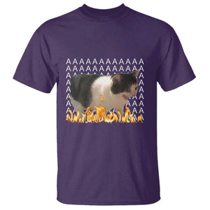Screaming Cat Meme T Shirt Funny Internet Gen Z Cat Lover TS14 Purple Print Your Wear