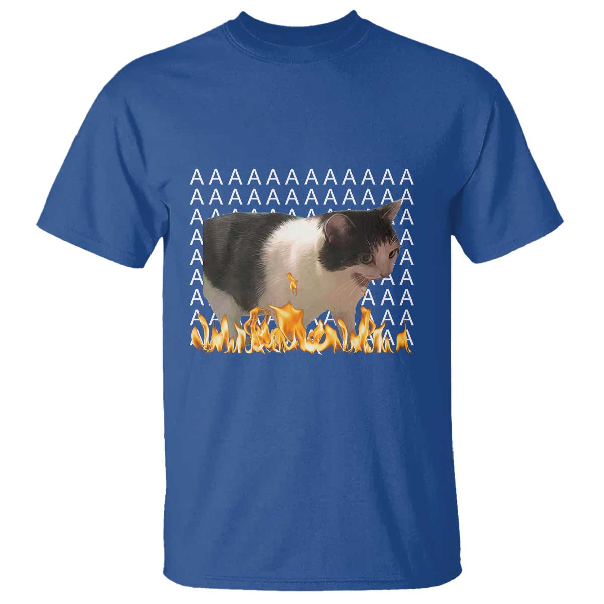Screaming Cat Meme T Shirt Funny Internet Gen Z Cat Lover TS14 Royal Blue Print Your Wear