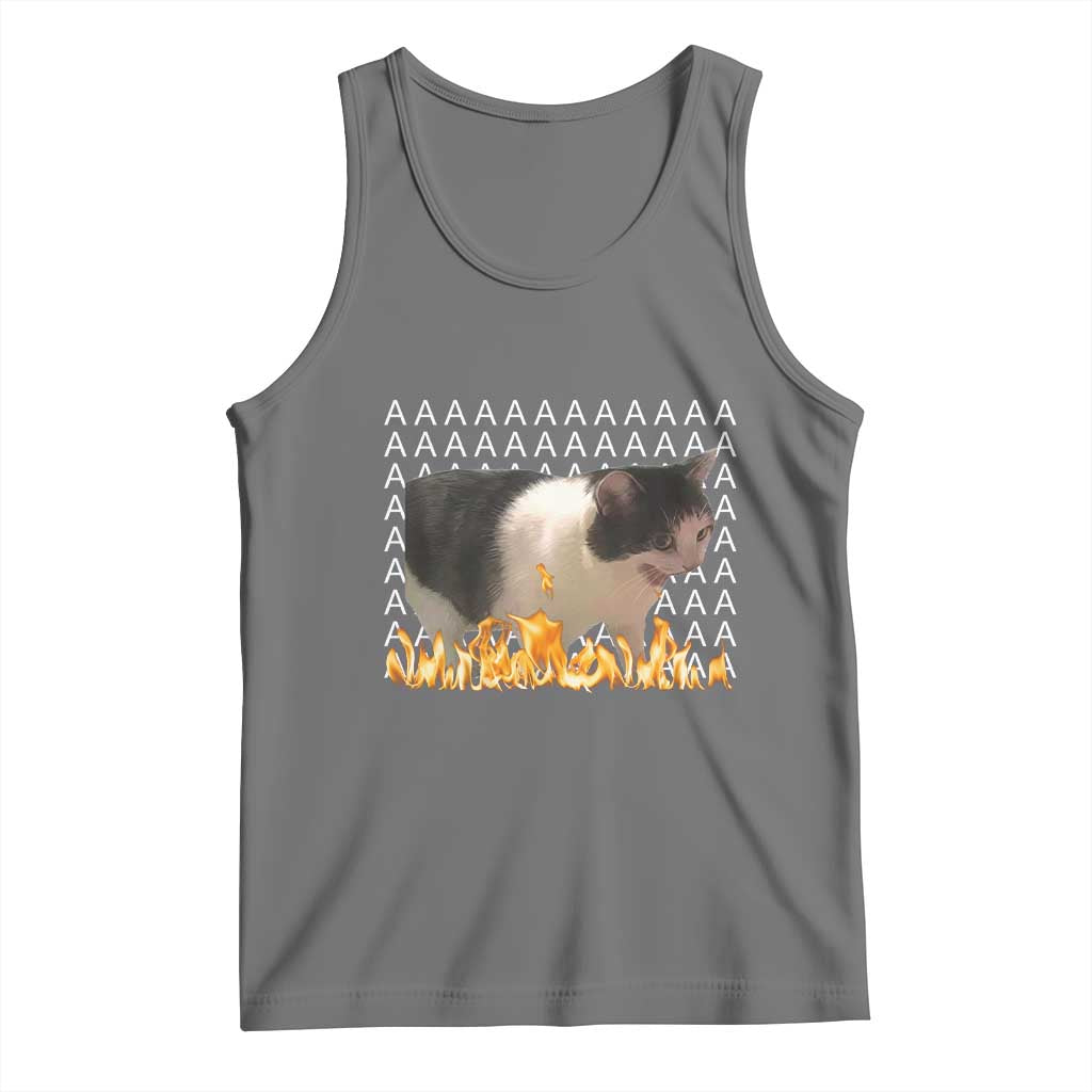 Screaming Cat Meme Tank Top Funny Internet Gen Z Cat Lover TS14 Black Heather Print Your Wear