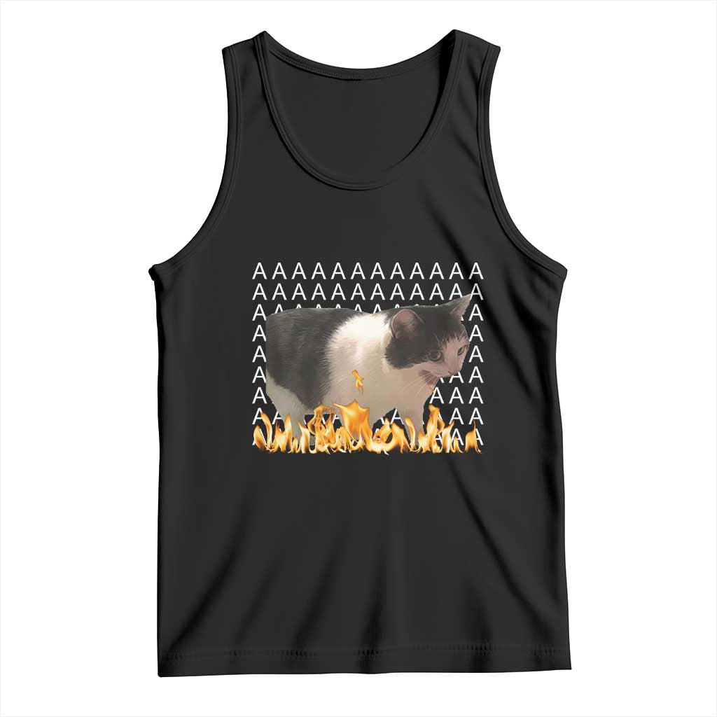 Screaming Cat Meme Tank Top Funny Internet Gen Z Cat Lover TS14 Black Print Your Wear