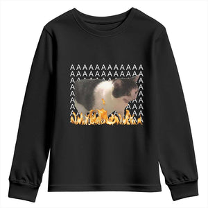 Screaming Cat Meme Youth Sweatshirt Funny Internet Gen Z Cat Lover TS14 Black Print Your Wear