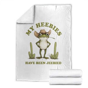 Funny Cowboy Frog Meme Throw Blanket My Heebies Have Been Jeebied TS14 White Print Your Wear