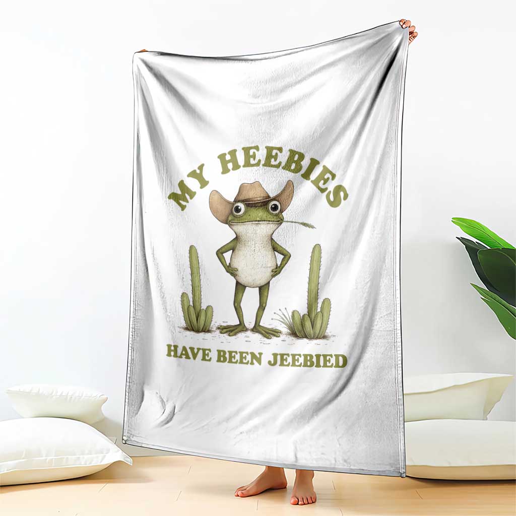 Funny Cowboy Frog Meme Throw Blanket My Heebies Have Been Jeebied TS14 Print Your Wear