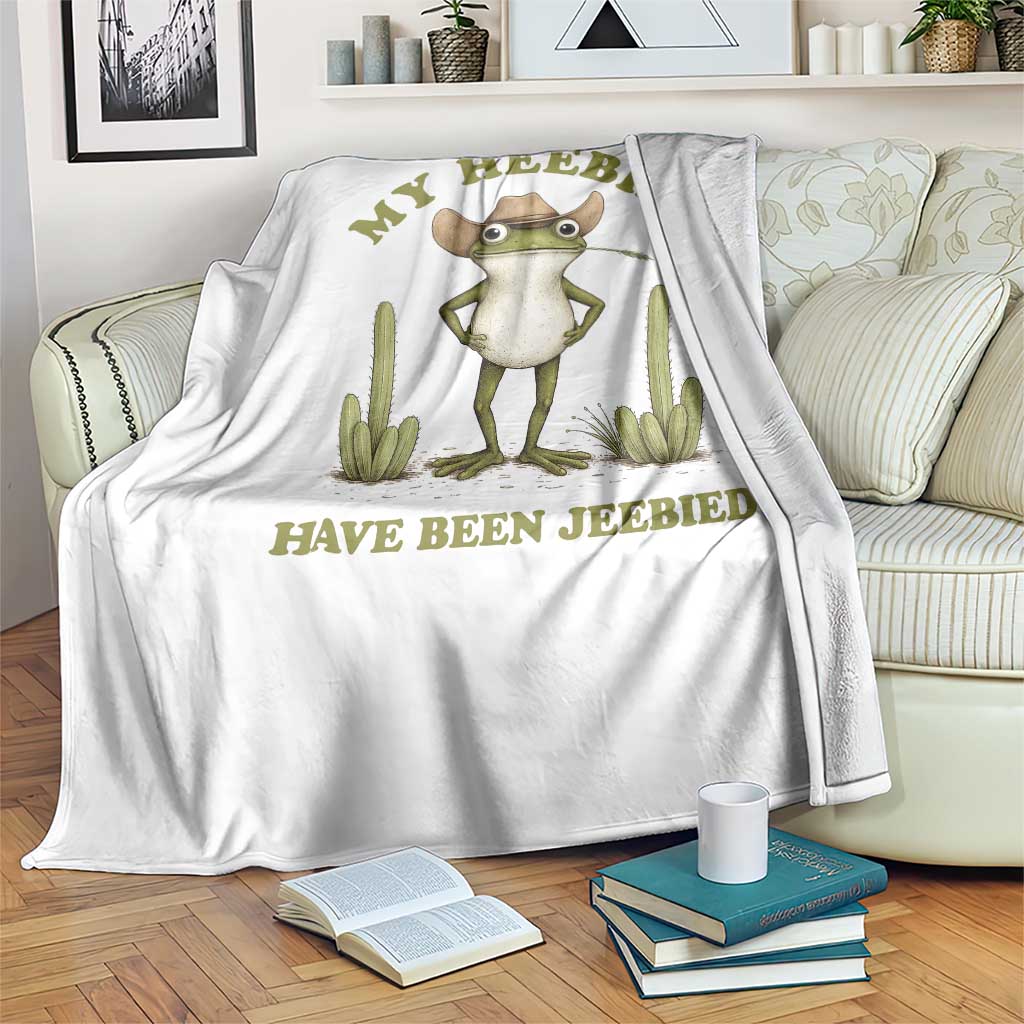 Funny Cowboy Frog Meme Throw Blanket My Heebies Have Been Jeebied TS14 Print Your Wear