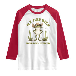 Funny Cowboy Frog Meme Raglan Shirt My Heebies Have Been Jeebied TS14 White Red Print Your Wear