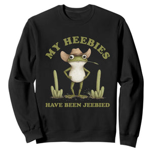 Funny Cowboy Frog Meme Sweatshirt My Heebies Have Been Jeebied TS14 Black Print Your Wear