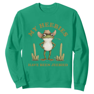 Funny Cowboy Frog Meme Sweatshirt My Heebies Have Been Jeebied TS14 Irish Green Print Your Wear