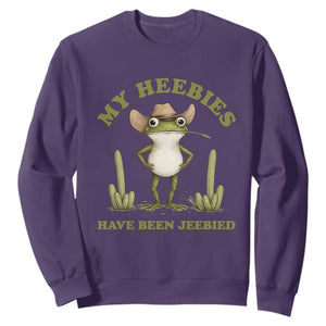 Funny Cowboy Frog Meme Sweatshirt My Heebies Have Been Jeebied TS14 Purple Print Your Wear