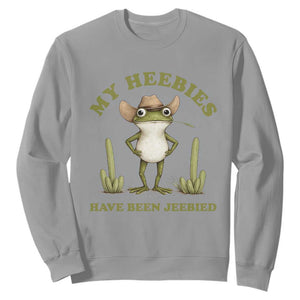 Funny Cowboy Frog Meme Sweatshirt My Heebies Have Been Jeebied TS14 Sport Gray Print Your Wear