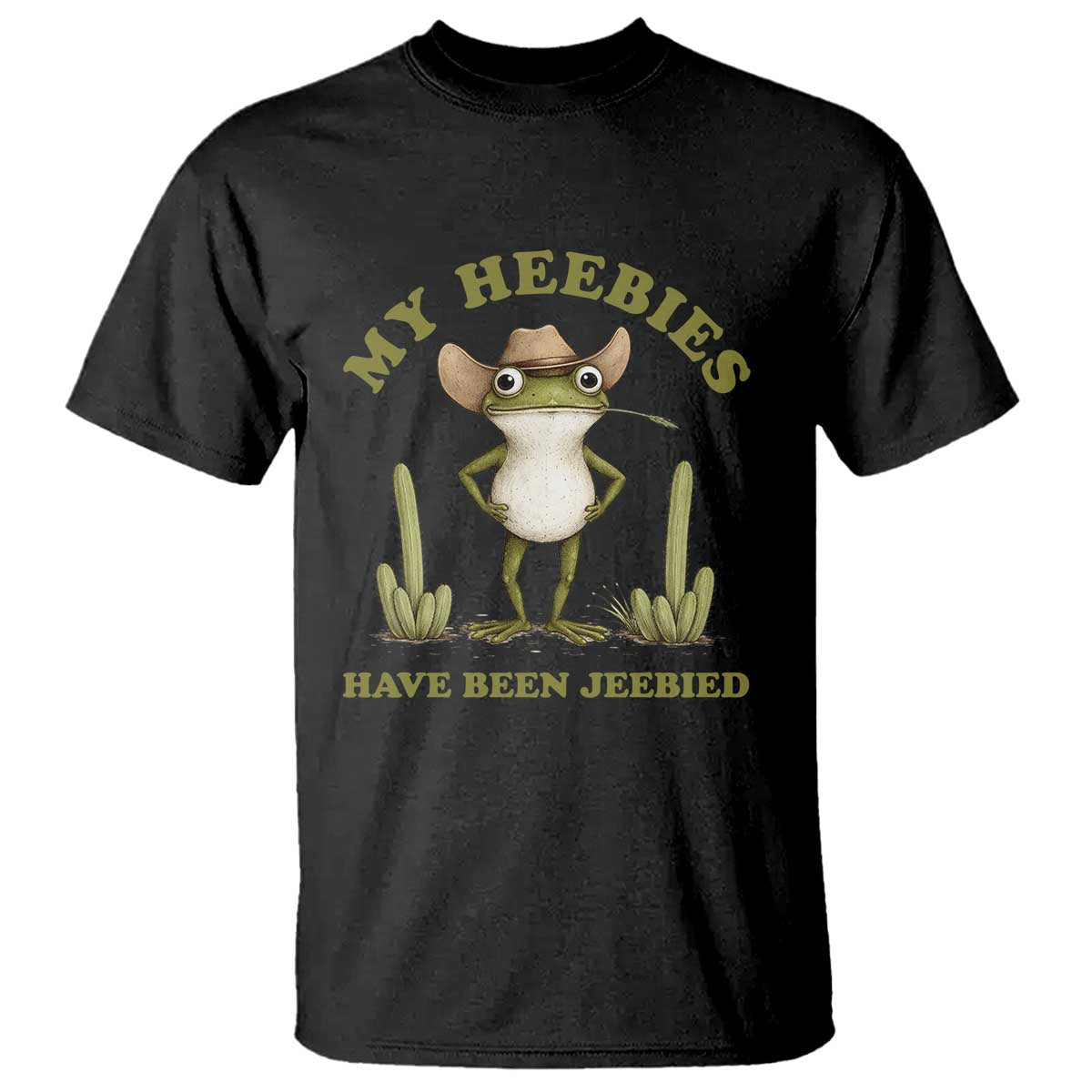 Funny Cowboy Frog Meme T Shirt My Heebies Have Been Jeebied TS14 Black Print Your Wear